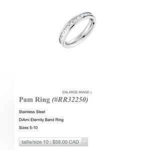 Tocara New Retired Pam Ring Stainless Steel Diami Size 9